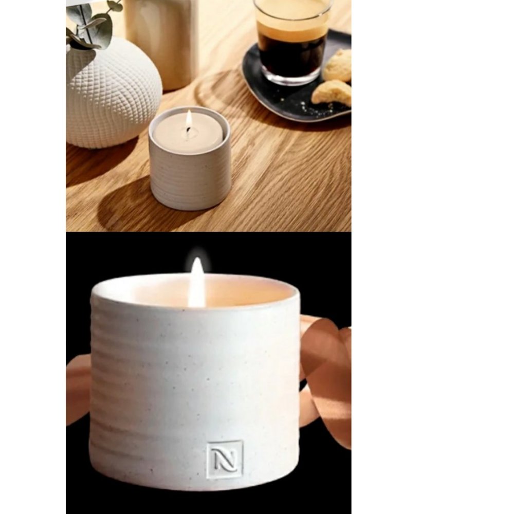 NIB SET OF 2 NESPRESSO CANDLE HOLDER WHITE